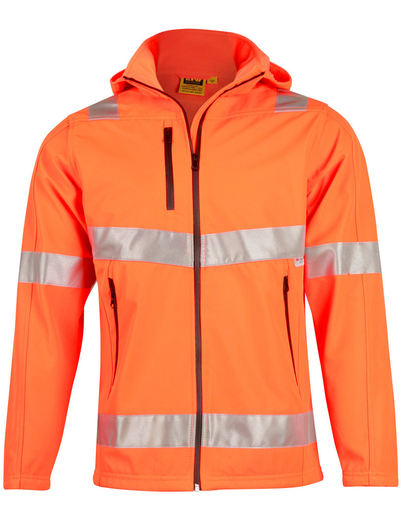Hi-Vis Softshell Hooded Jacket With 3m Tape