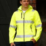 Hi-Vis Softshell Hooded Jacket With 3m Tape
