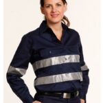 Ladies Cotton Drill Work Shirt with 3M Tapes
