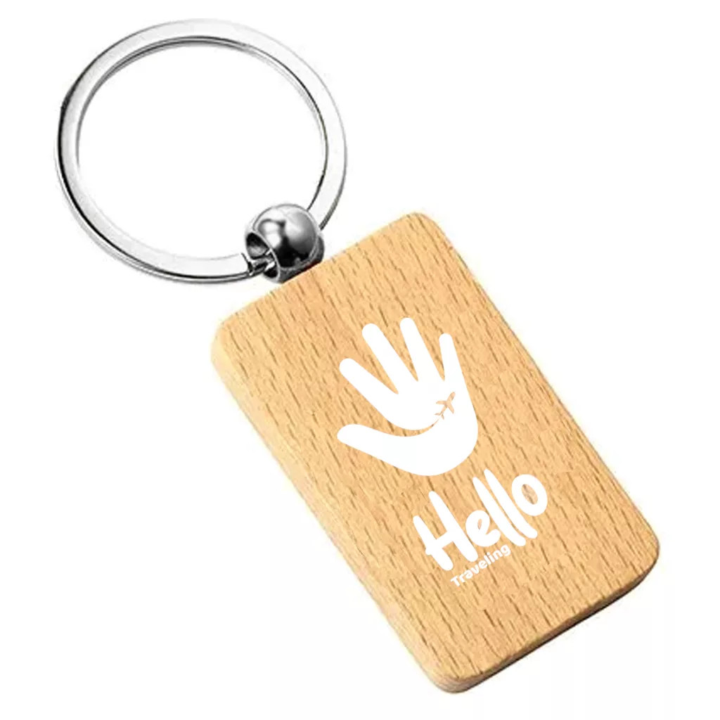 Wood Euro Key Ring