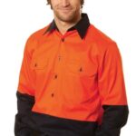 Hi-Vis Two Tone Cool-Breeze L/S Cotton Work Shirt