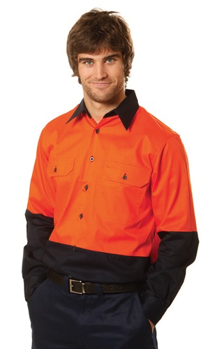 Hi-Vis Two Tone Cool-Breeze L/S Cotton Work Shirt