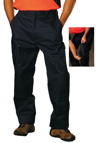 Cotton Drill Cargo Pants With Knee Pads