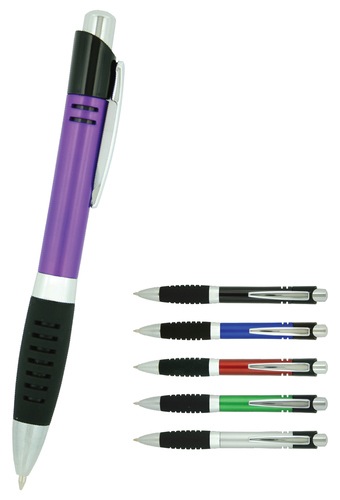 Pen Plastic Push Action Rubber Grip Lancer