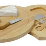 Cheese Board Set Swivel Wooden 4 Knives