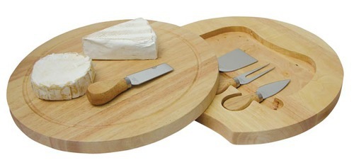 Cheese Board Set Swivel Wooden 4 Knives