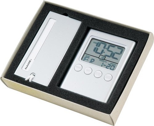 Travel Set With Multi Function Alarm Clock And Luggage Tag