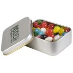 Assorted Colour Mini Jelly Beans in Silver Rectangular Tin