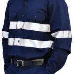 Cotton Drill Long Sleeve Work Shirt With 3M Tapes