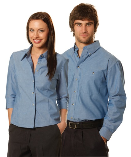 Ladies’ Wrinkle Free Chambray Shirt 3/4 Sleeve