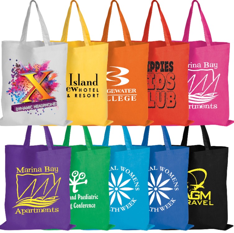 Coloured Cotton Short Handle Tote Bag