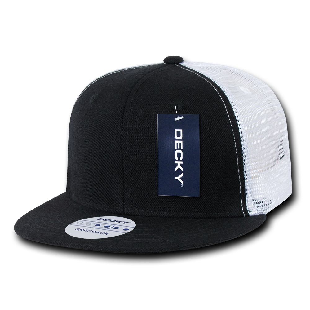 6 Panel Flat Bill Trucker Cap