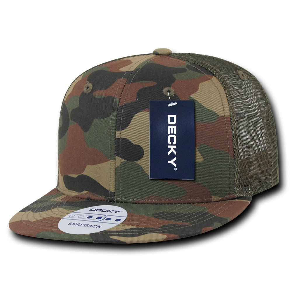 6 Panel Flat Bill Trucker Cap