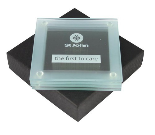 Coaster Set Of 4 Made From Glass Packed In A Gift Box