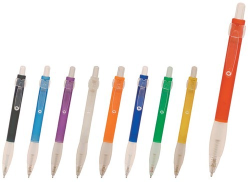 Plastic Pen Click Action With Frosted Colour Barrel Ergonomic Grip Satin