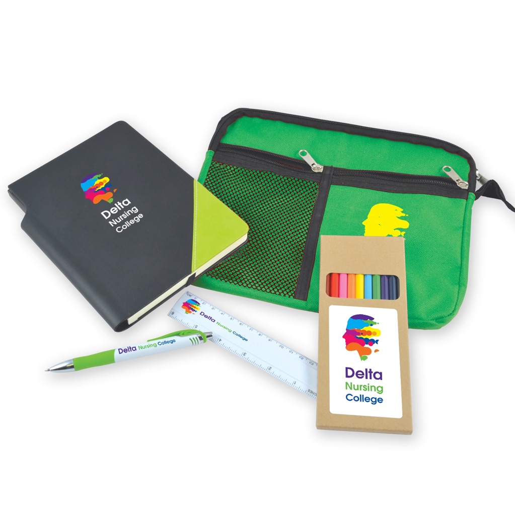 Back To School Kit – Malibu Pouch, Argos Notebook, Virgo Pen, Ruler, Pencils