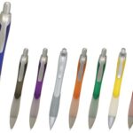 Pen Plastic Push Action Frosted Barrel And Rubber Grip Lotus