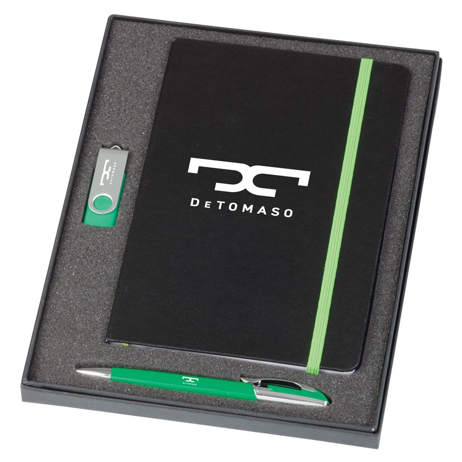 Notebook / 2 GB Swivel USB & Havana Pen Set