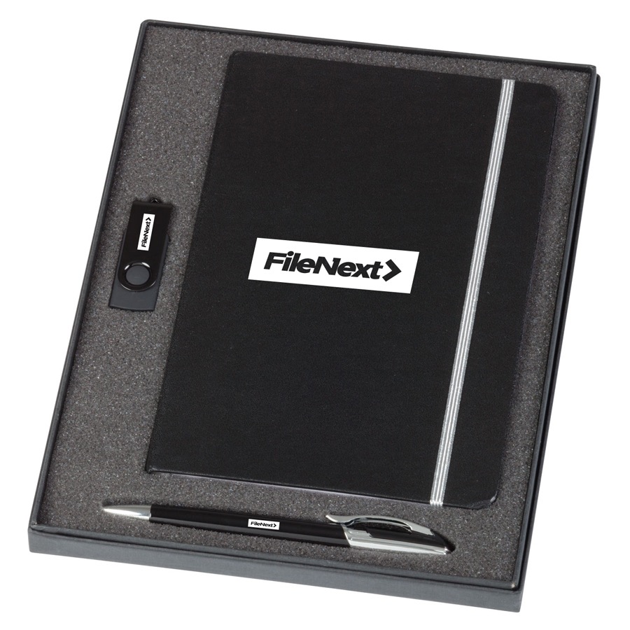 Notebook / 2 GB Swivel USB & Havana Pen Set