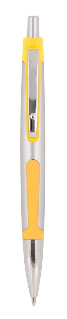 Plastic Pen Click Action Silver Barrel And Coloured Rubber Trim Scribble