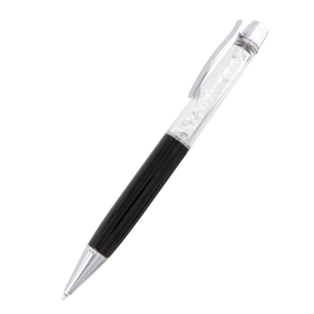 Pen Metal With Crystals Inside Barrel Crystal
