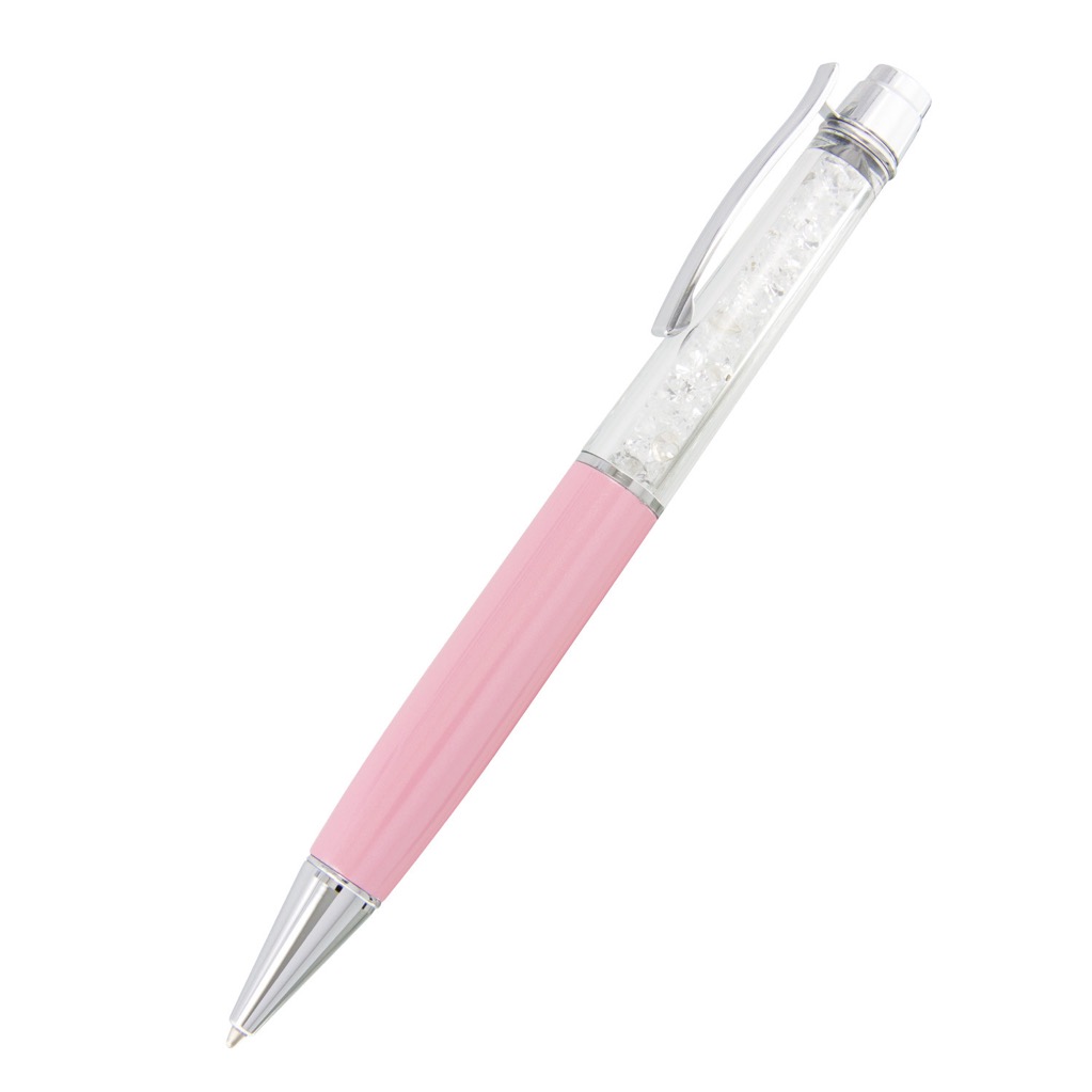 Pen Metal With Crystals Inside Barrel Crystal