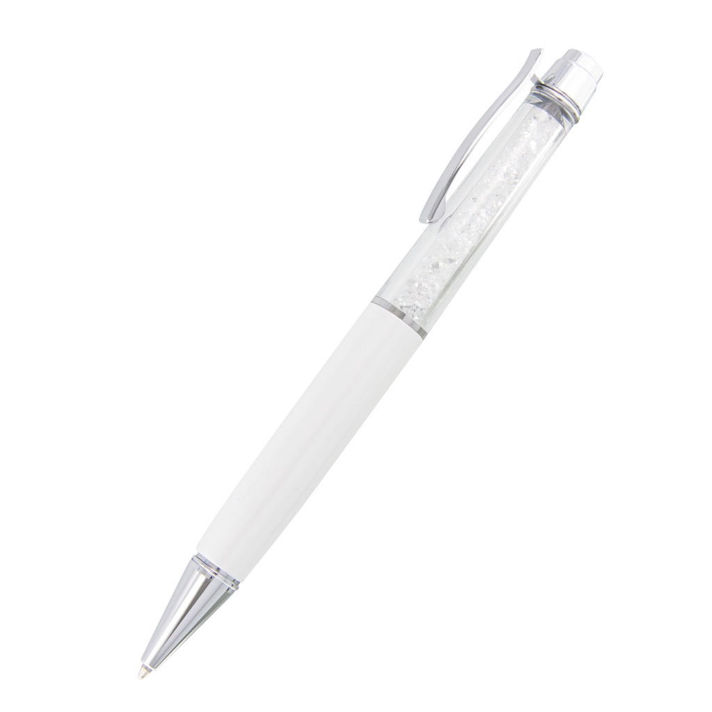 Pen Metal With Crystals Inside Barrel Crystal
