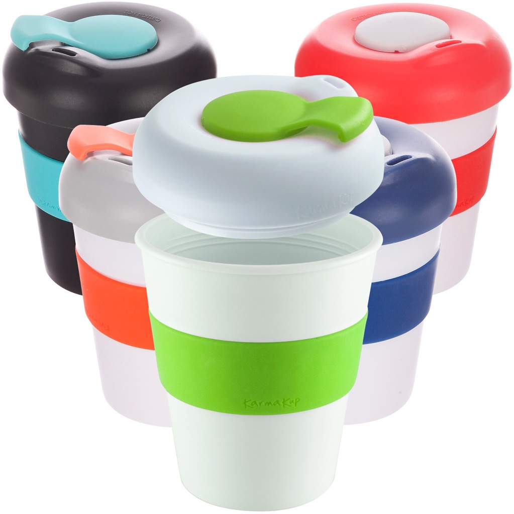 Coffee Cup / Mug 11oz/320ml Plastic Karma Kup Profile Lid Reusable Eco Friendly