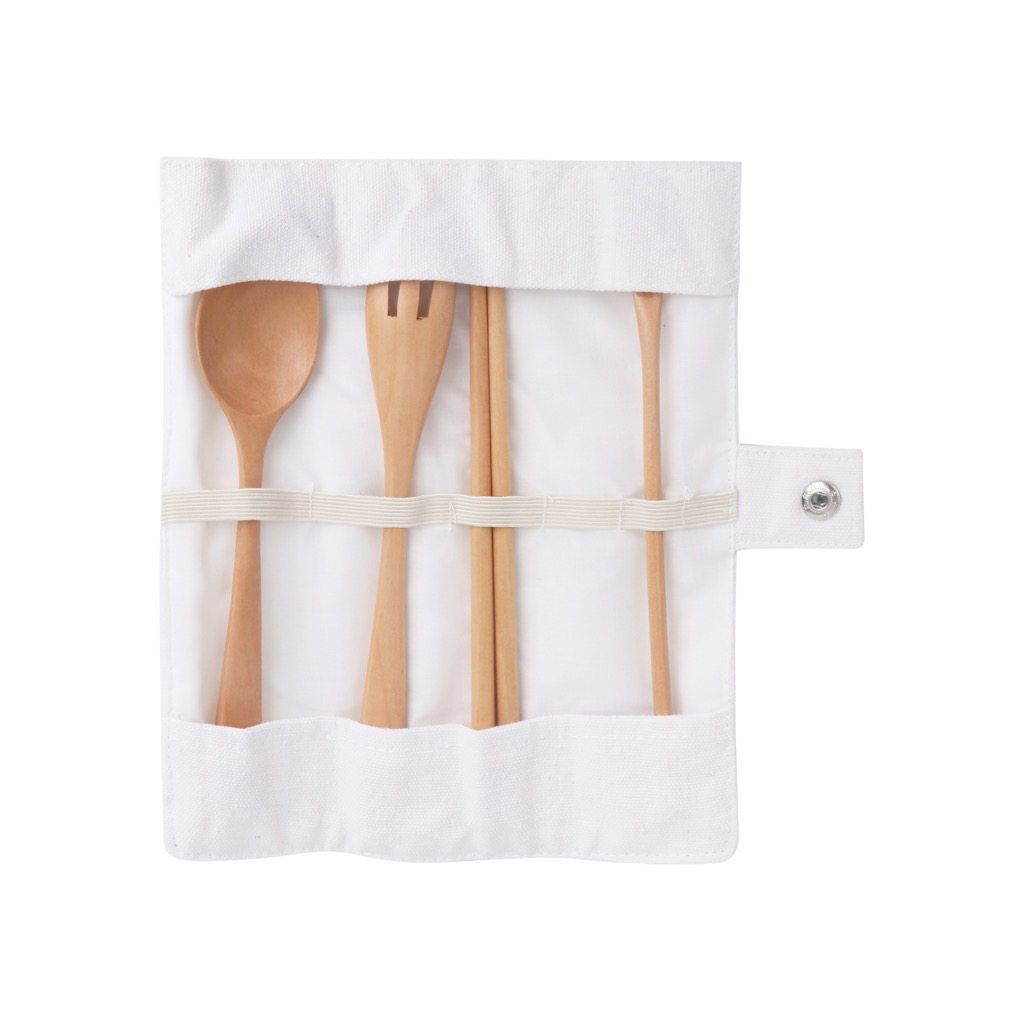 4 Piece Bamboo Cutlery Set