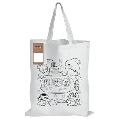 Colouring Short Handle Cotton Bag & Pencils