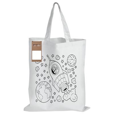 Colouring Short Handle Cotton Bag & Pencils