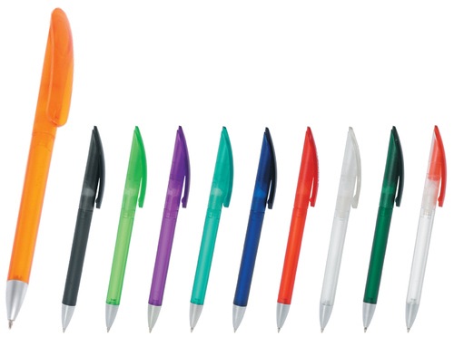 Plastic Pen Twist Action Frosted Barrel Large Clip Nova