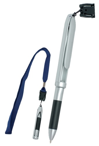 Plastic Pen Pops Up Via Pressing The Button Neck Pen