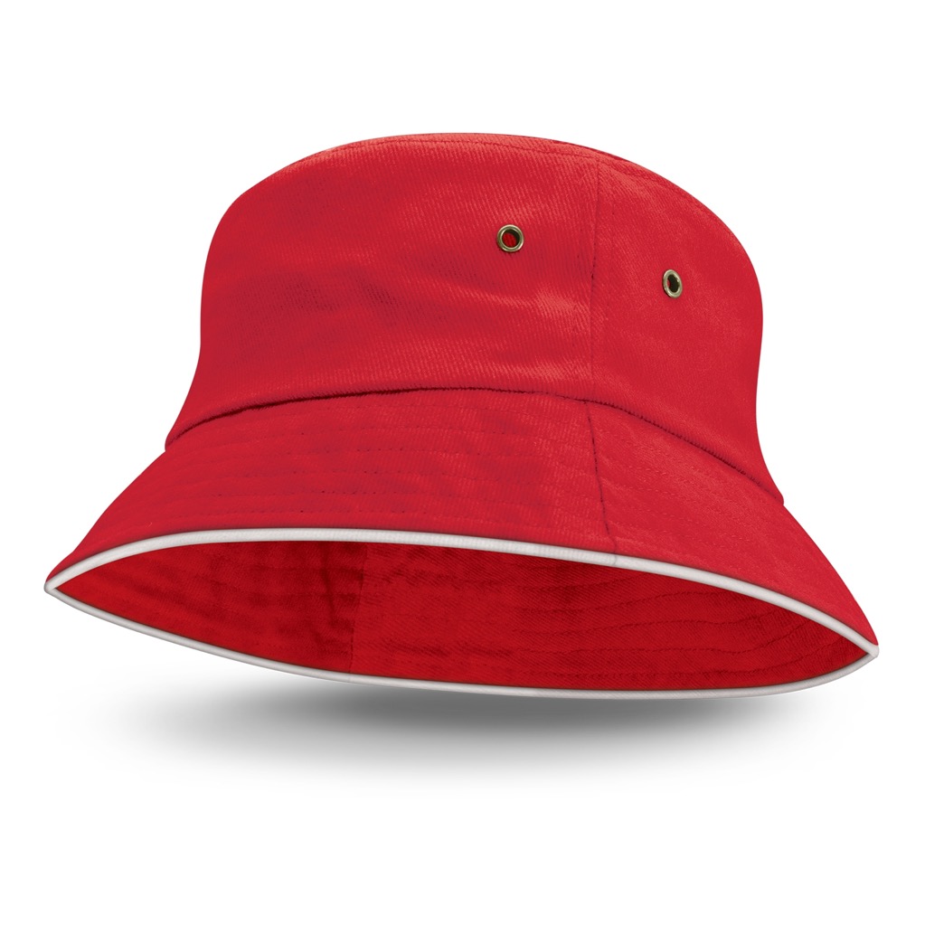 Bondi Premium Bucket Hat – White Sandwich Trim