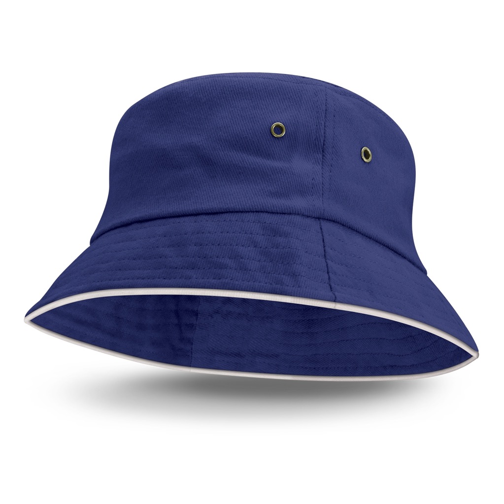 Bondi Premium Bucket Hat – White Sandwich Trim