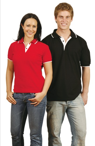 Ladies Contrast Pique Short Sleeve Polo